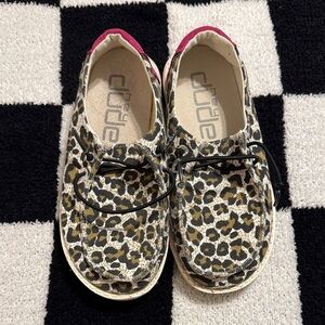 Hey Dude Kids Moccasins with Leopard Print